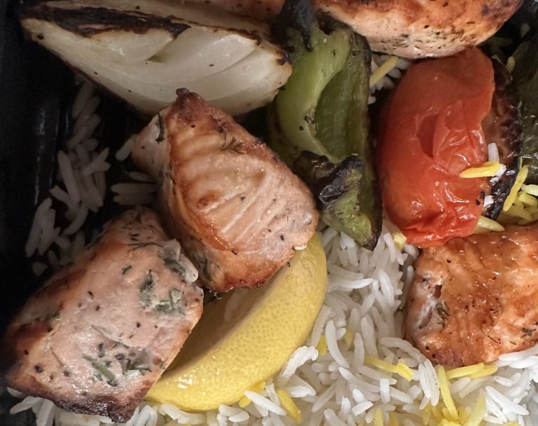 Panini Kabob Grill puts the salmon in the Mediterranean